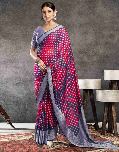 Navy Blue Georgette Woven Saree