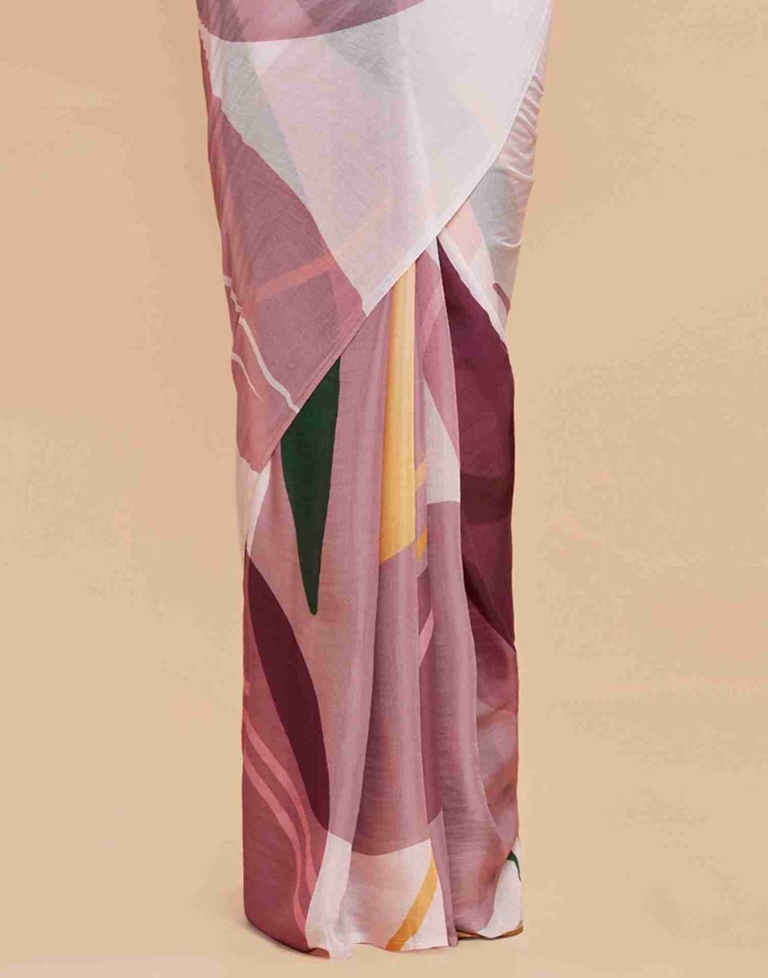 White Chiffon Printed Saree