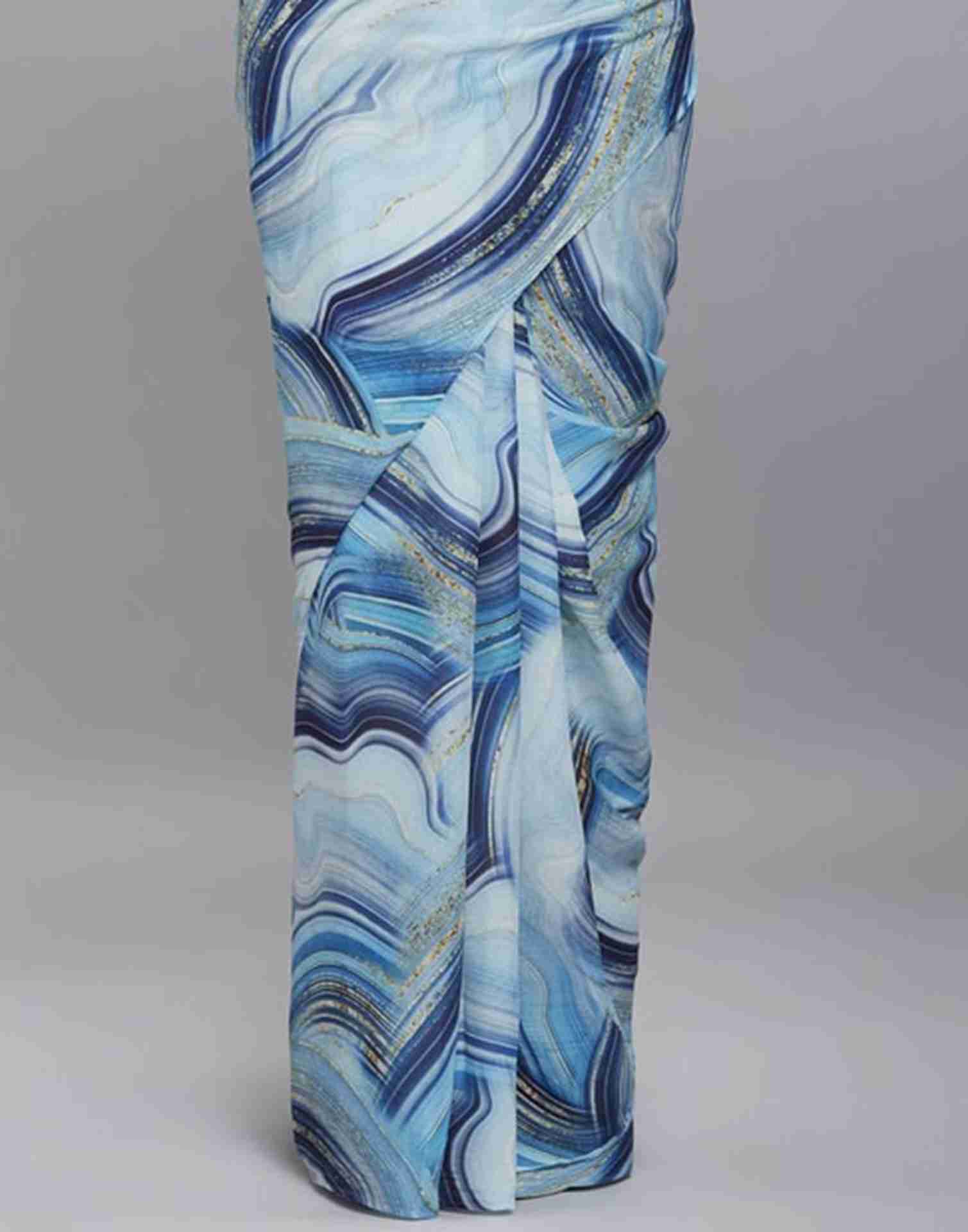 Light Blue Georgette Printed Saree