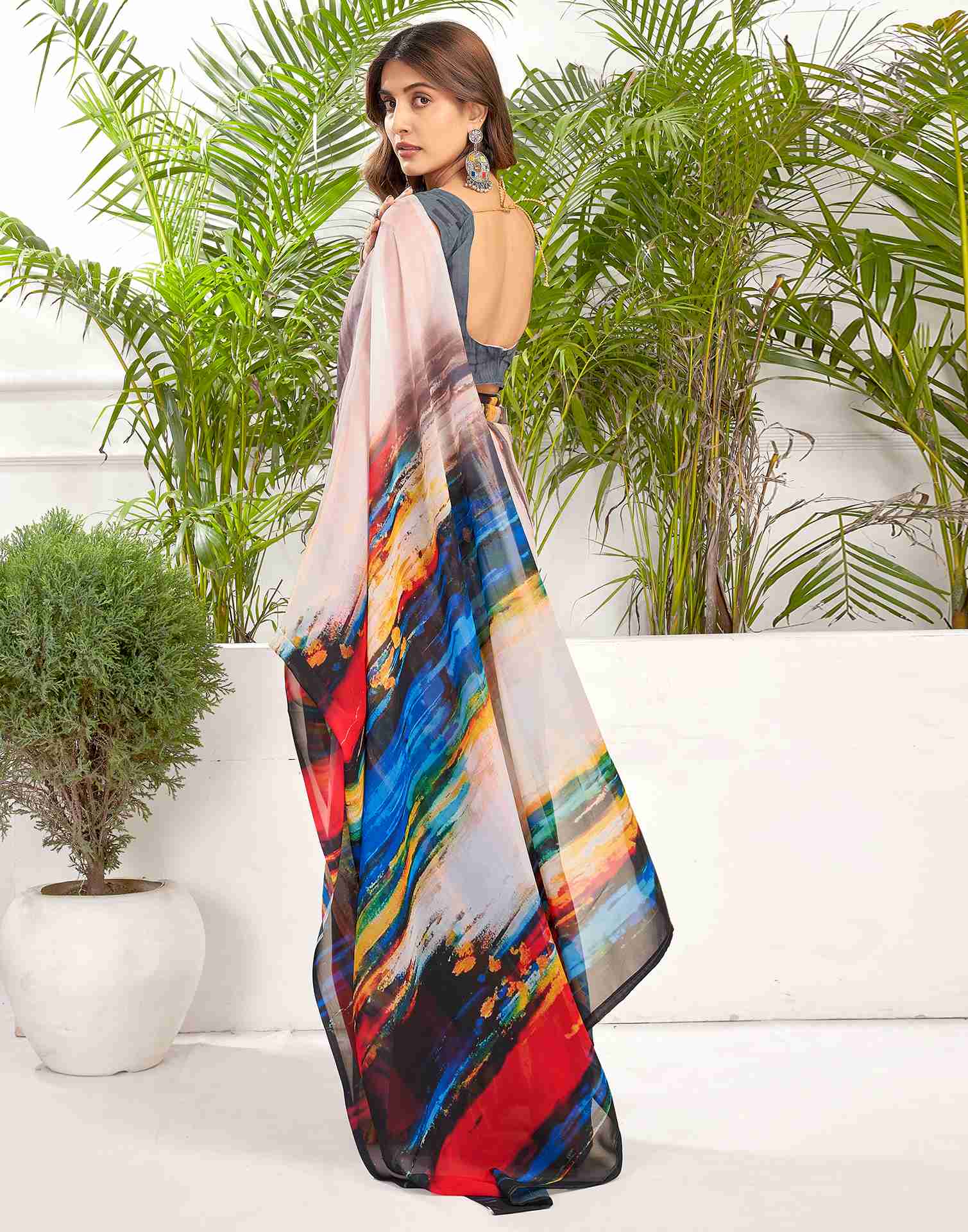 Multicoloured Georgette Printed Saree