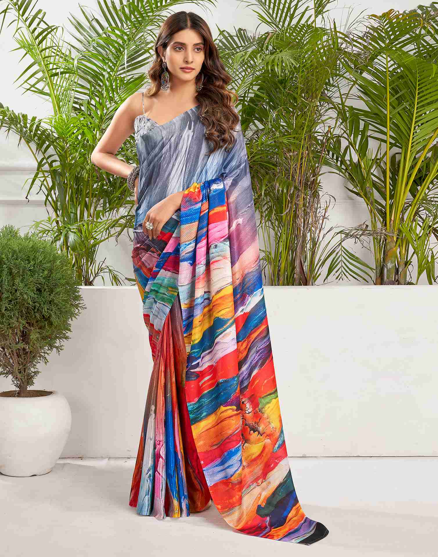 Multicoloured Chiffon Printed Saree