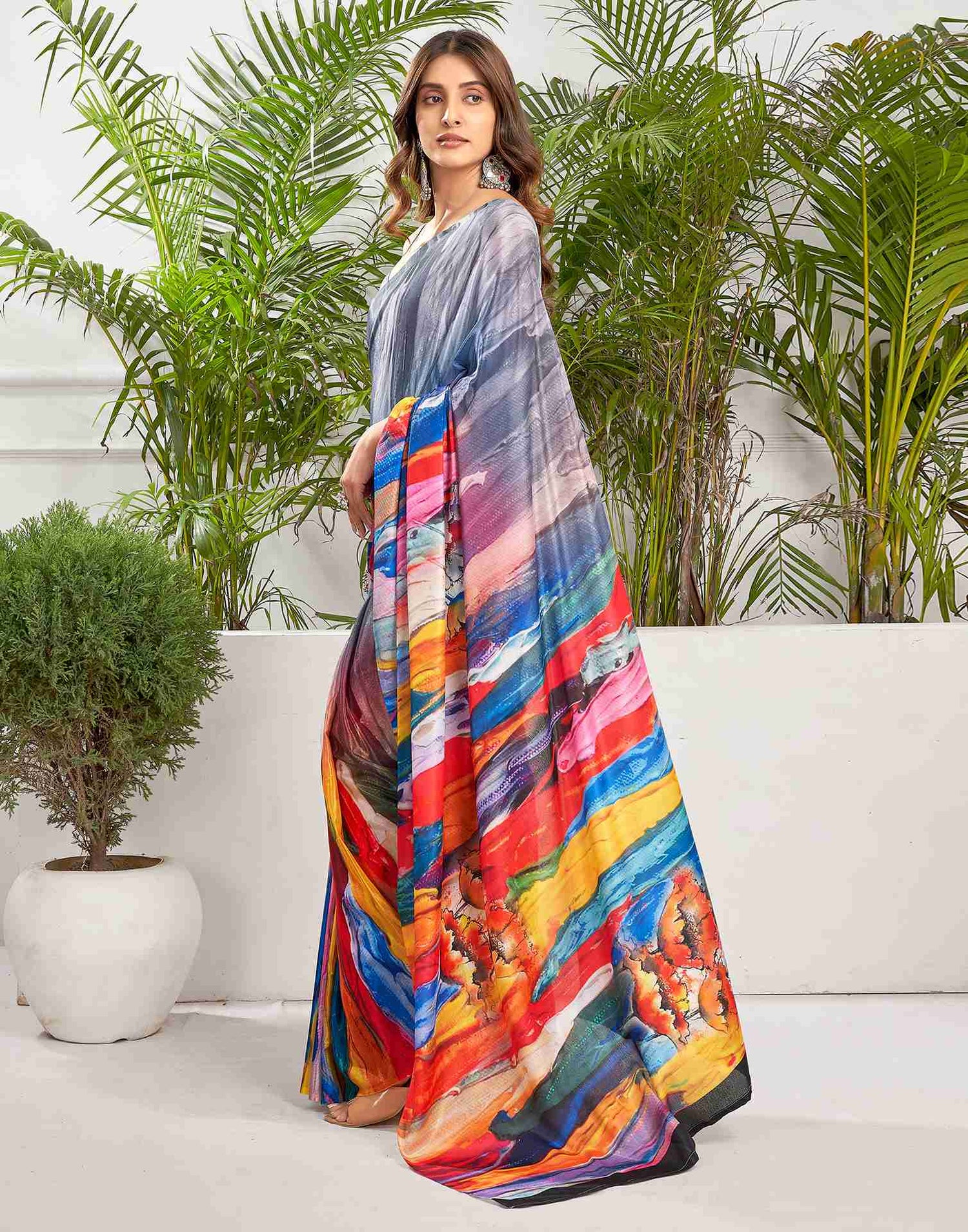 Multicoloured Chiffon Printed Saree