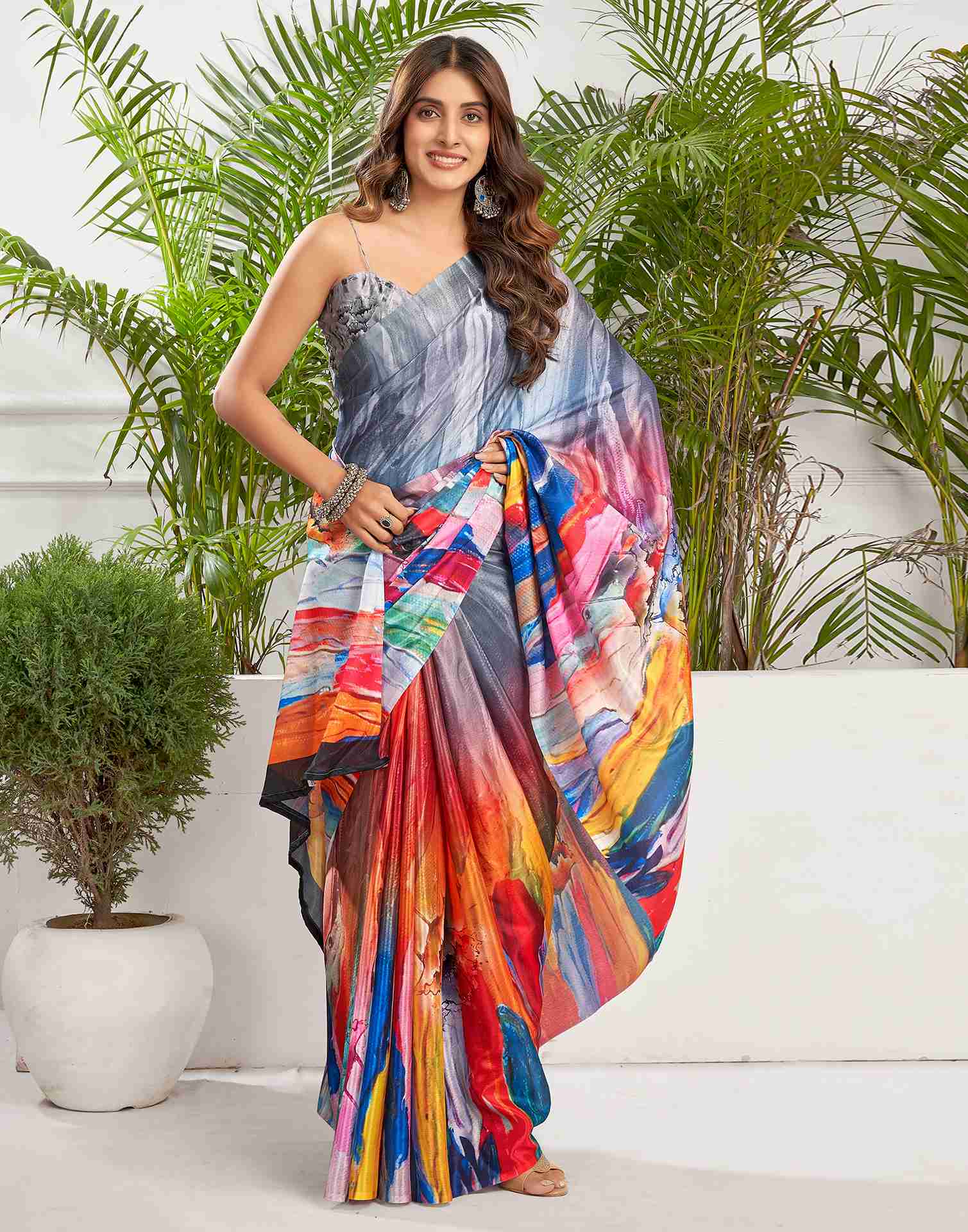 Multicoloured Chiffon Printed Saree