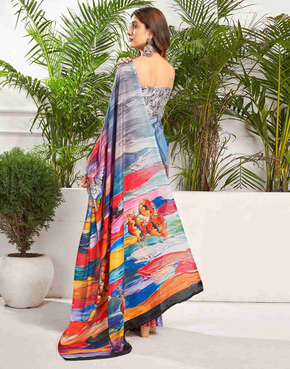 Multicoloured Chiffon Printed Saree