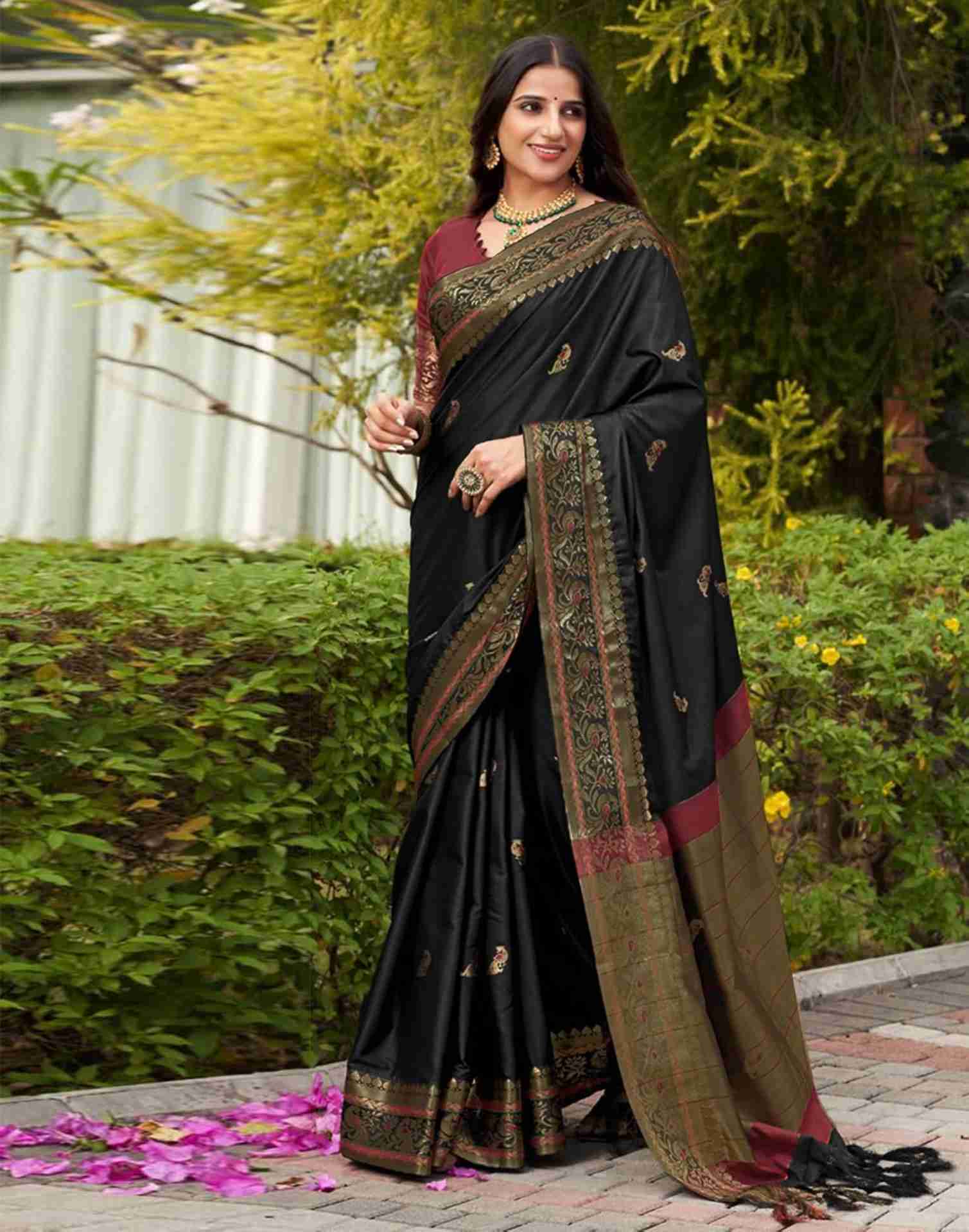 Black Silk Woven Banarasi Saree