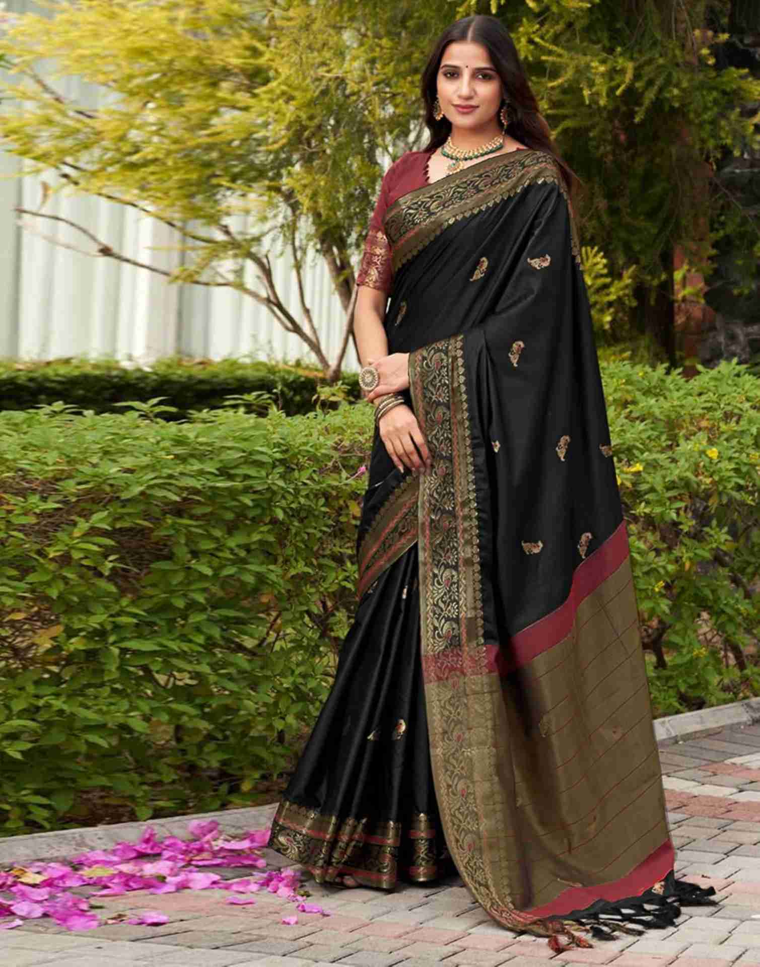 Black Silk Woven Banarasi Saree