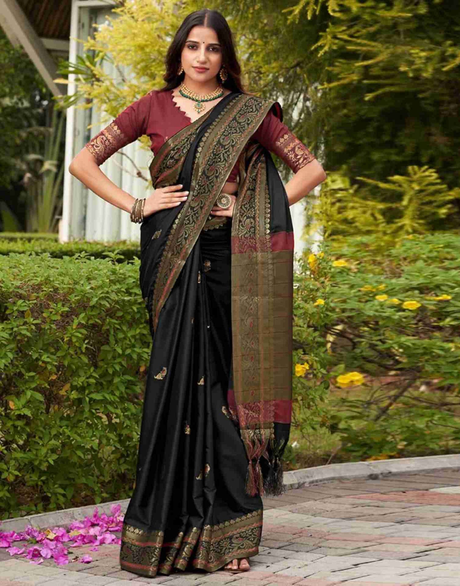 Black Silk Woven Banarasi Saree