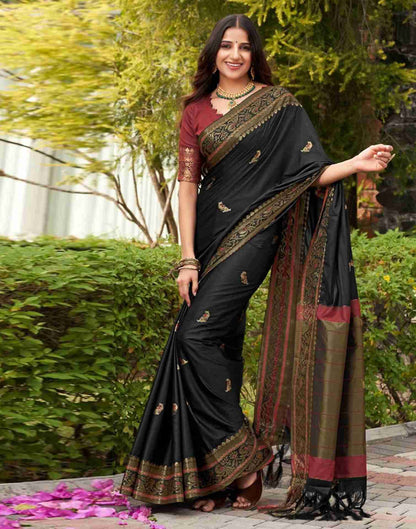 Black Silk Woven Banarasi Saree