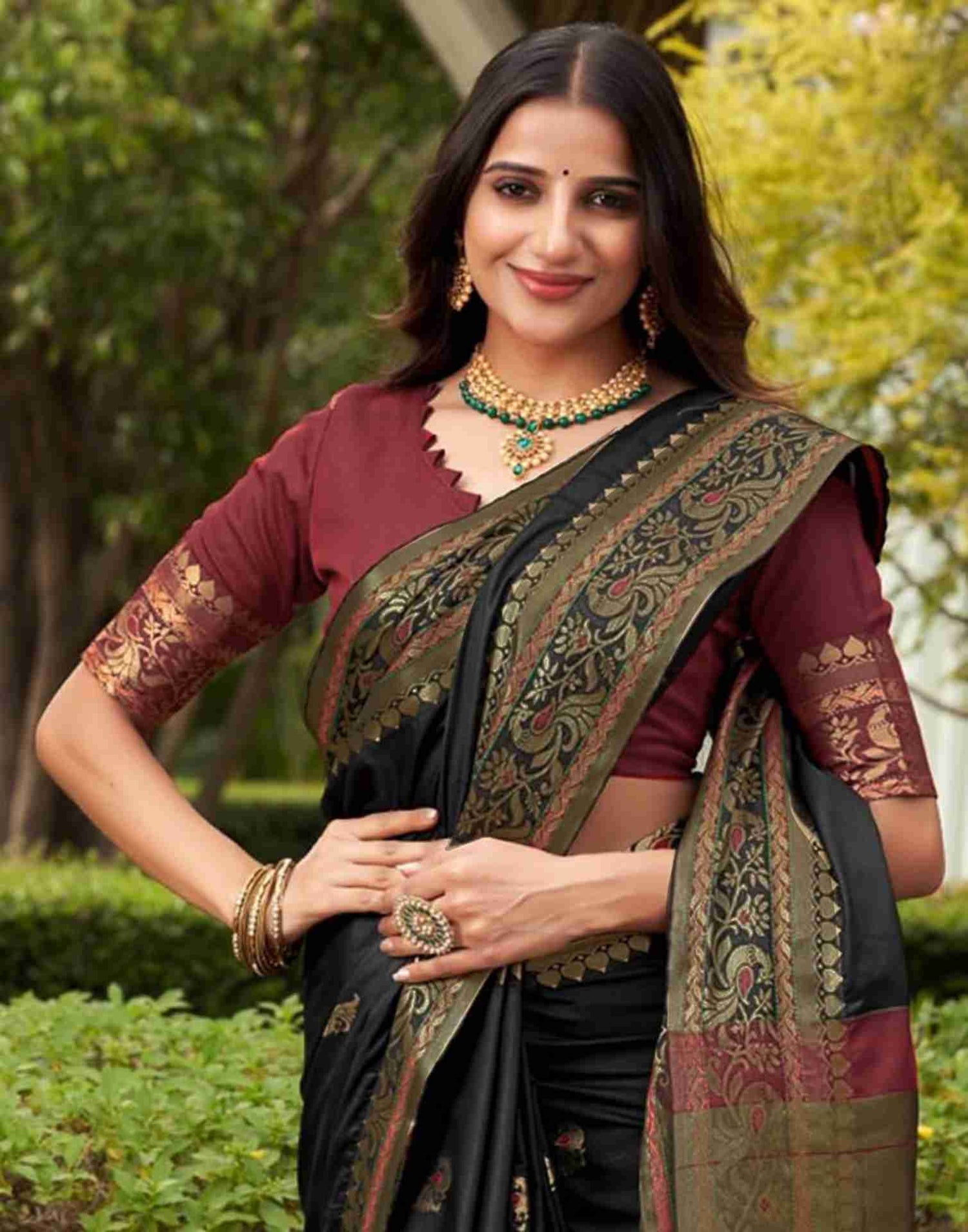 Black Silk Woven Banarasi Saree