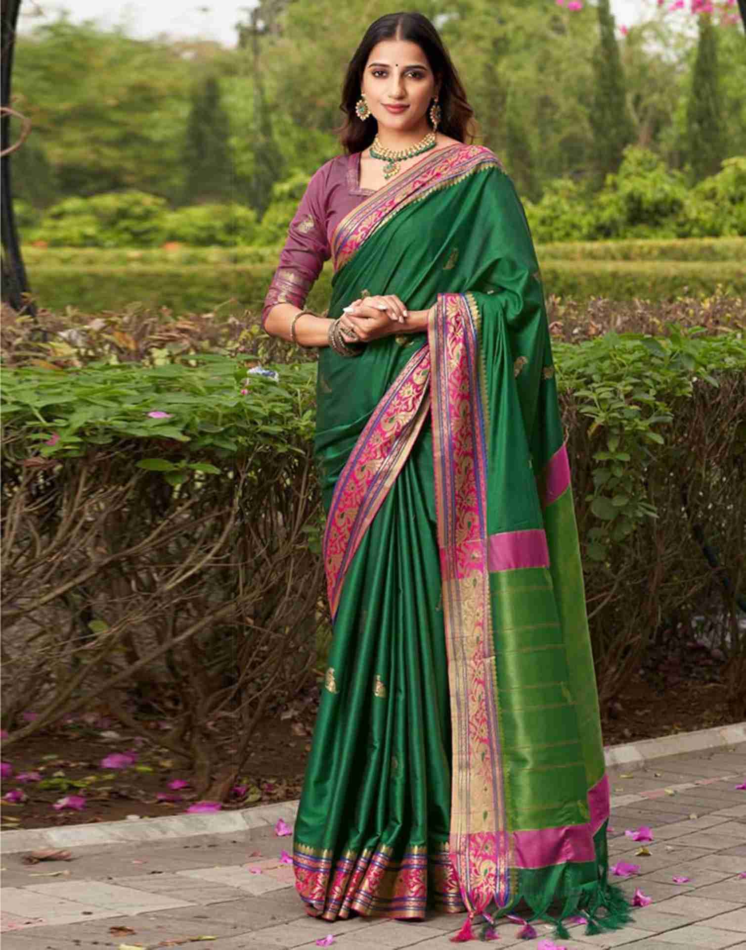 Green Silk Woven Banarasi Saree