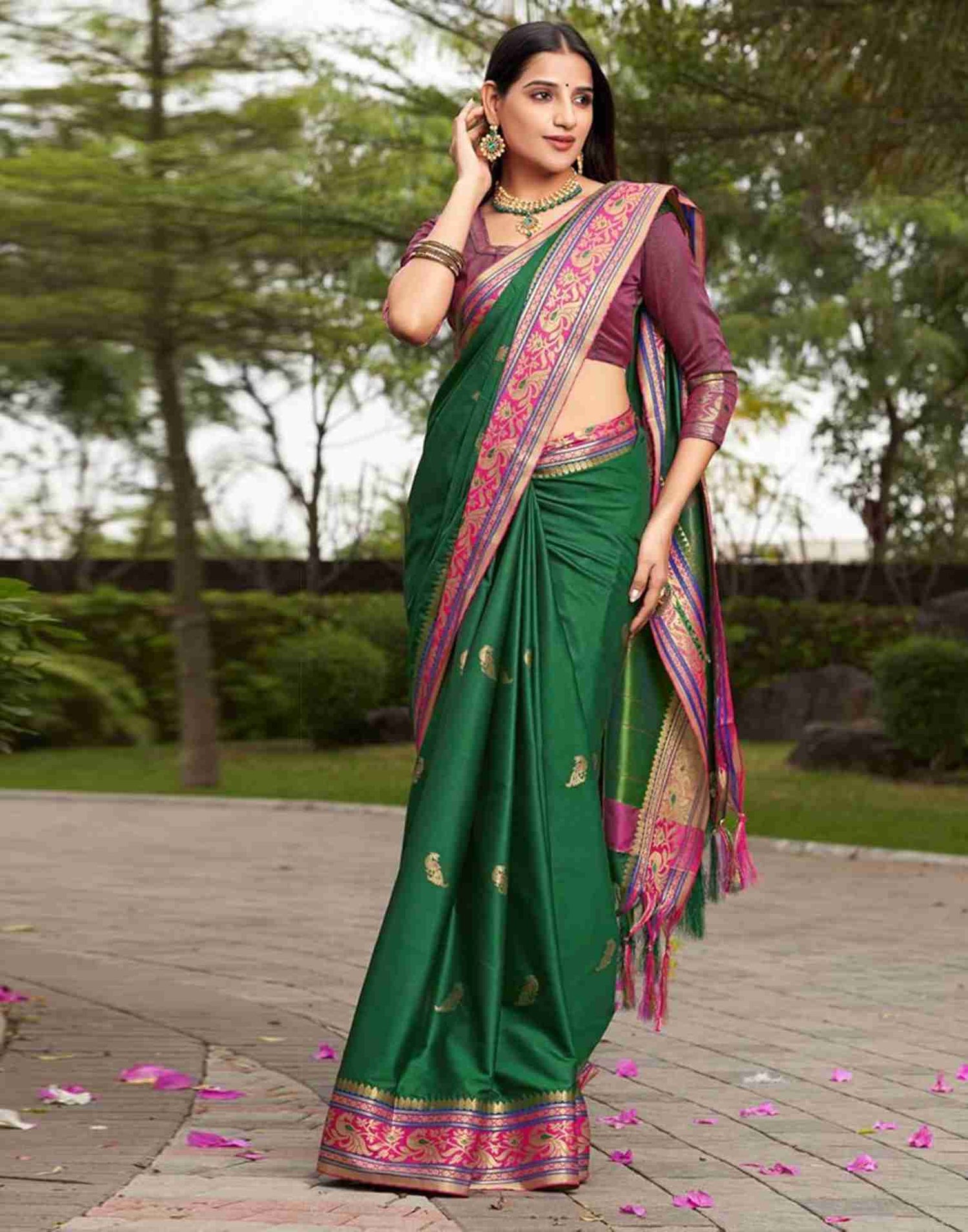 Green Silk Woven Banarasi Saree