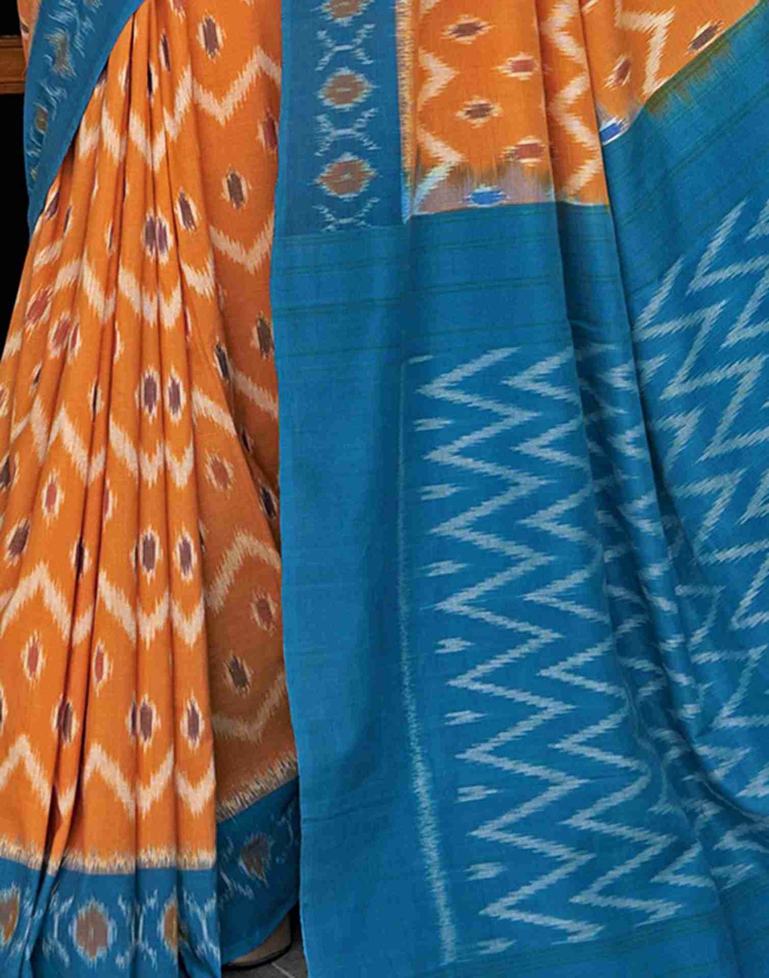 Turmeric Yellow Cotton Geometric Printed Saree