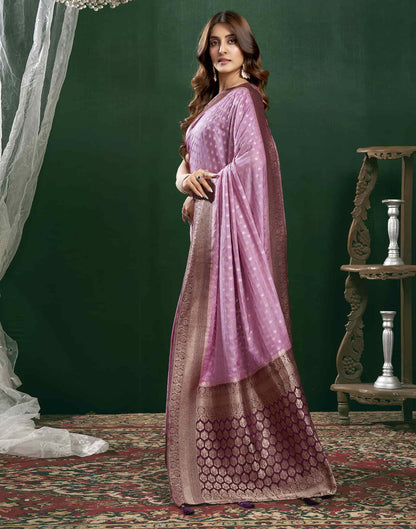 Light Purple Georgette Woven Banarasi Saree