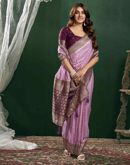 Light Purple Georgette Woven Banarasi Saree