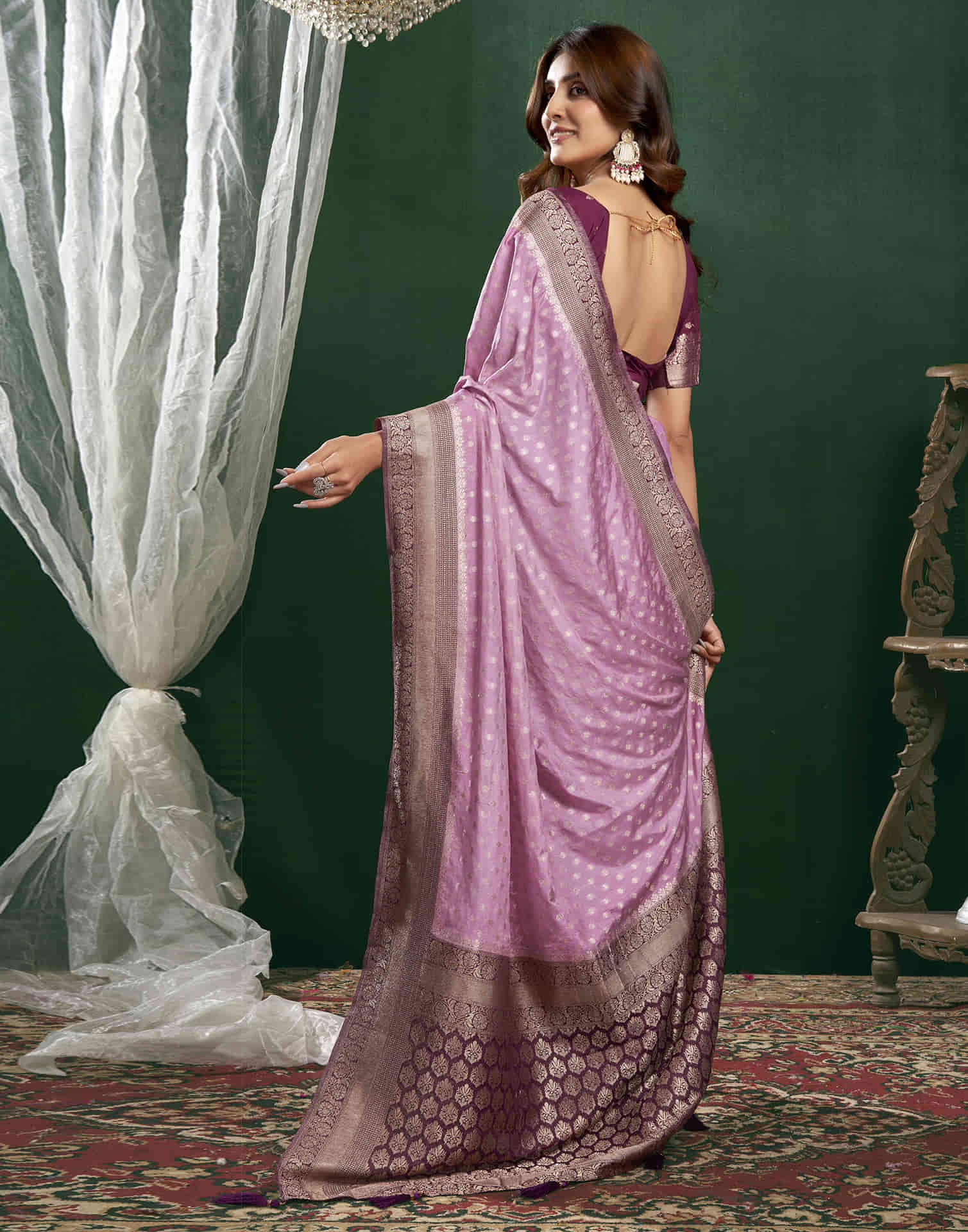 Light Purple Georgette Woven Banarasi Saree