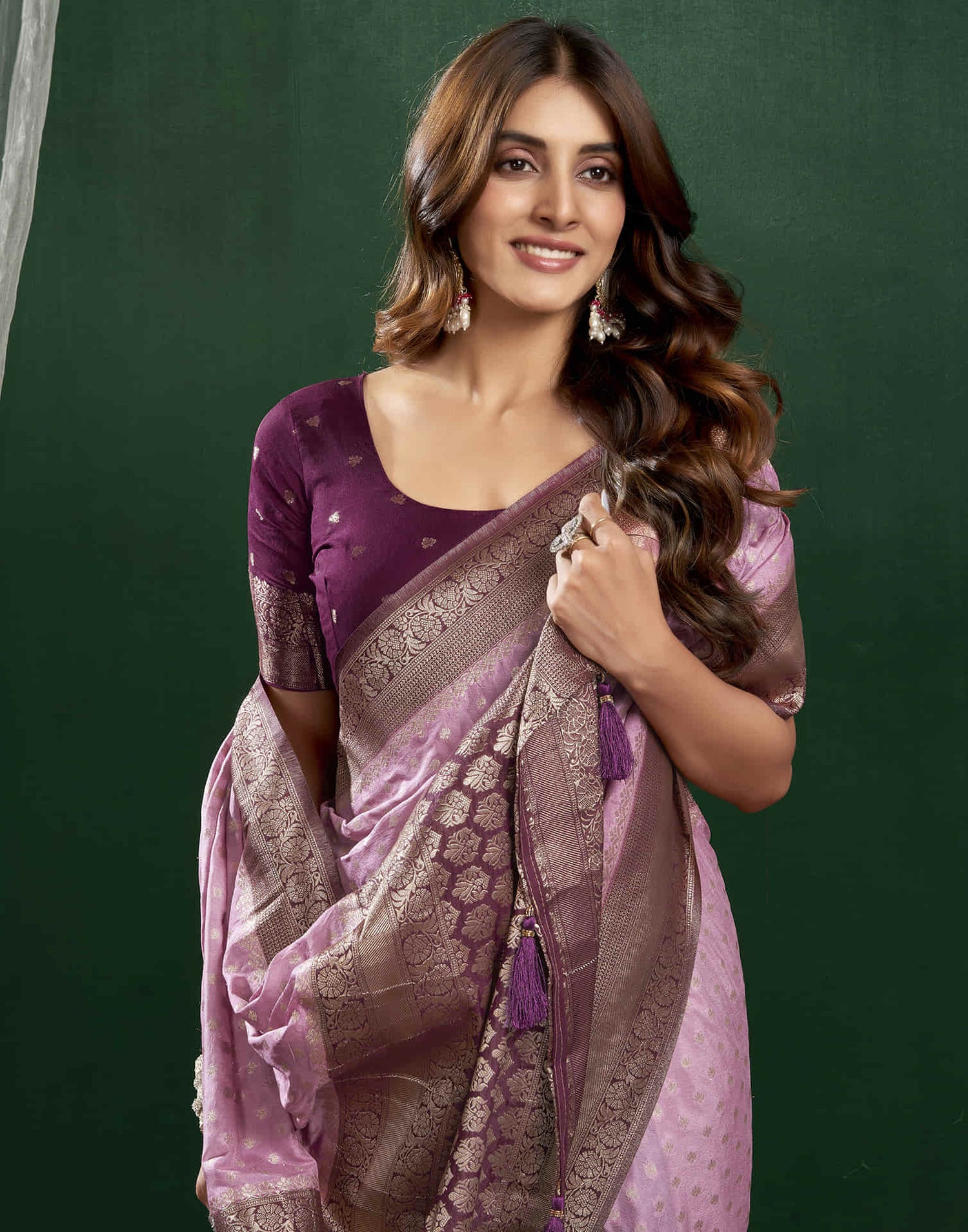 Light Purple Georgette Woven Banarasi Saree