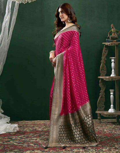 Rani Pink Georgette Woven Banarasi Saree