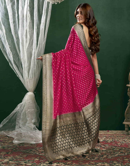 Rani Pink Georgette Woven Banarasi Saree