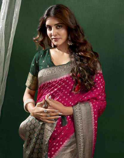 Rani Pink Georgette Woven Banarasi Saree