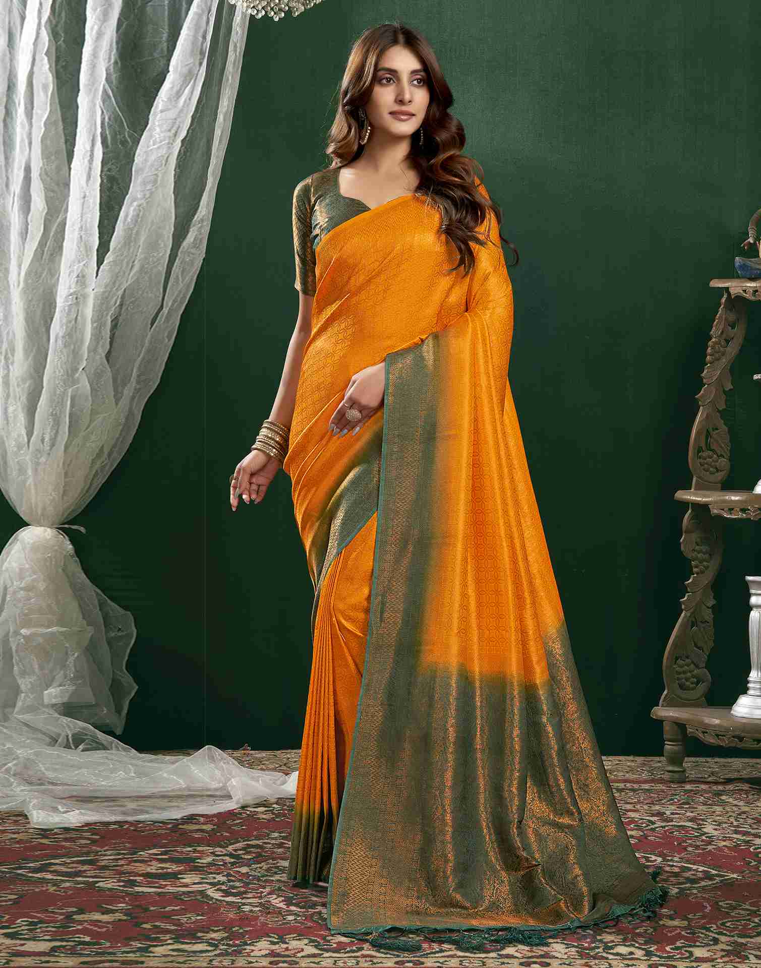 Turmeric Yellow Silk Woven Kanjivaram Saree