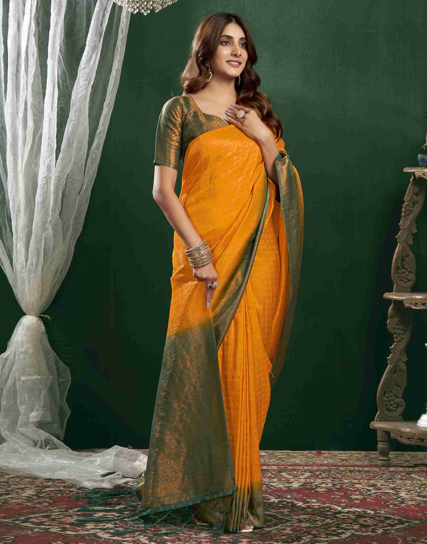 Turmeric Yellow Silk Woven Kanjivaram Saree