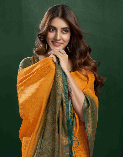 Turmeric Yellow Silk Woven Kanjivaram Saree