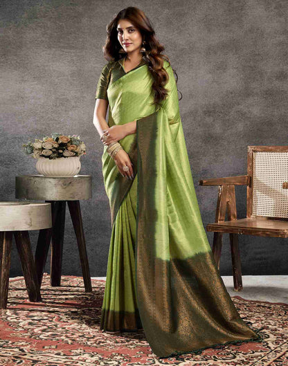 Pista Green Silk Woven Kanjivaram Saree