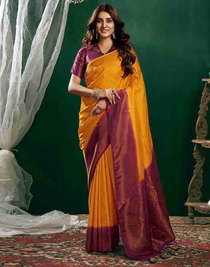 Yellow Silk Woven Kanjivaram Saree