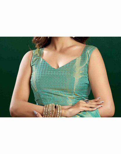 Turquoise Silk Woven Kanjivaram Saree