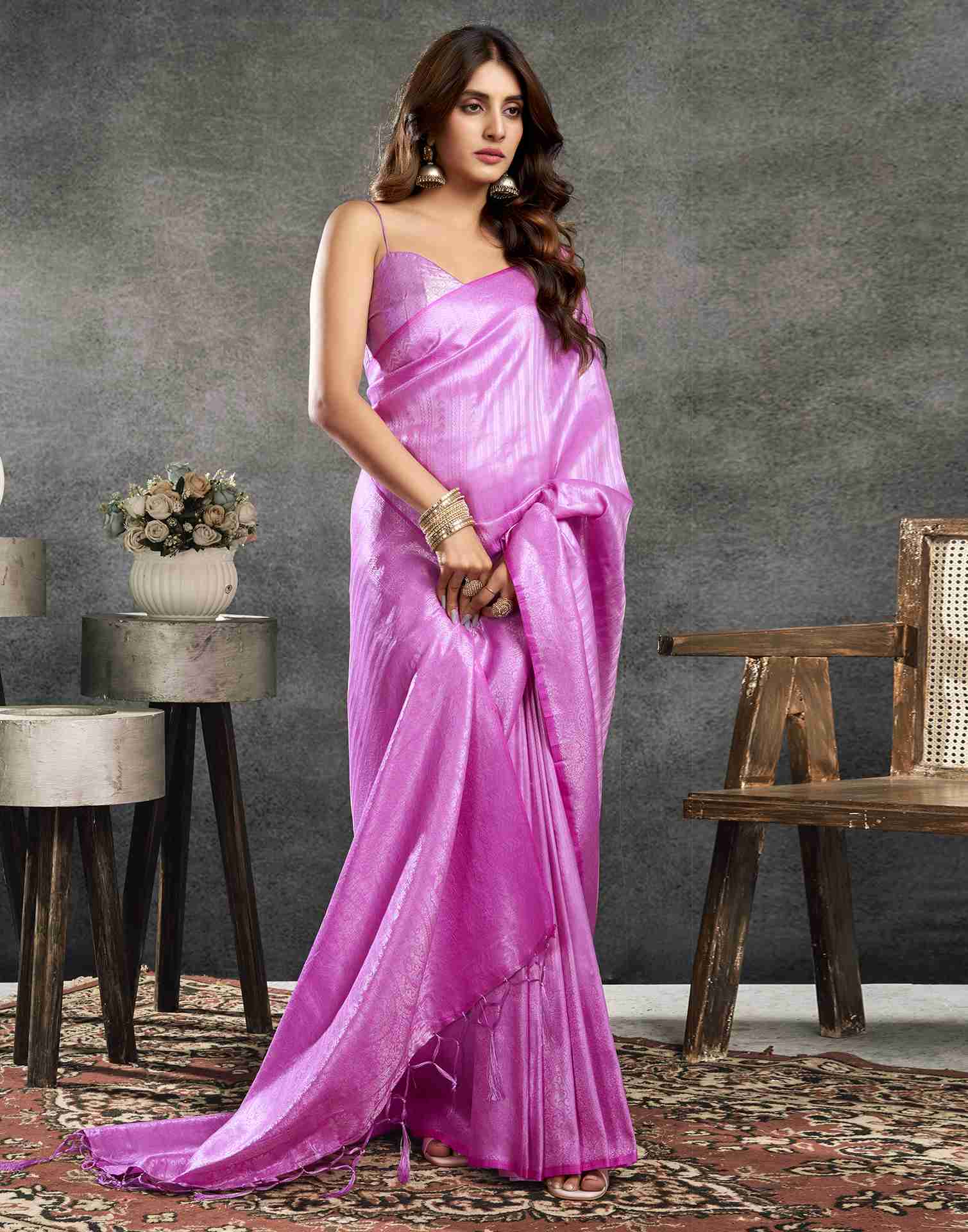 Ultra Pink Silk Woven Kanjivaram Saree