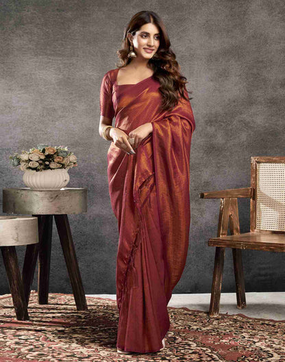 Maroon Silk Woven Kanjivaram Saree