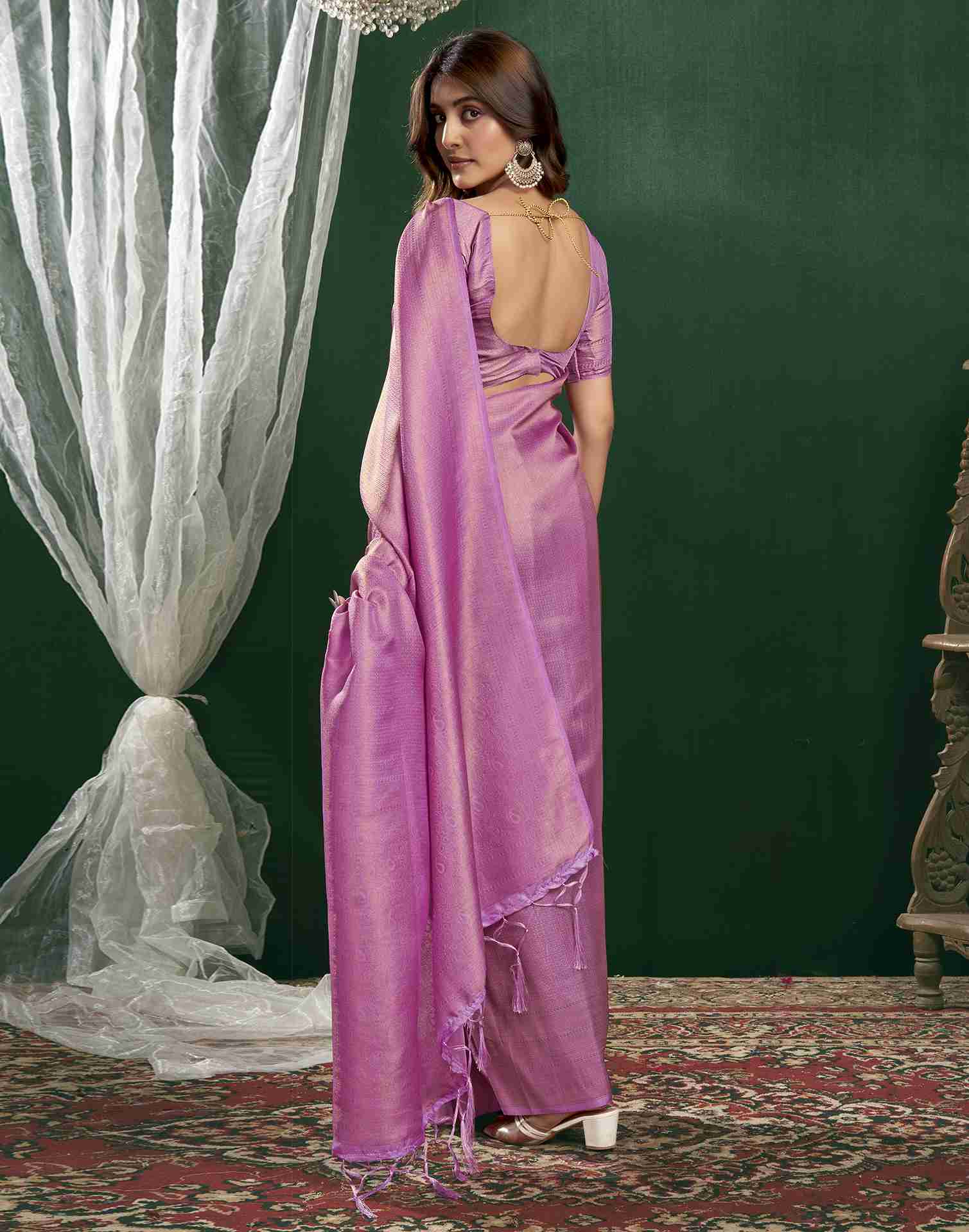 Lavender Silk Woven Kanjivaram Saree