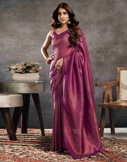 Deep Purple Silk Woven Kanjivaram Saree