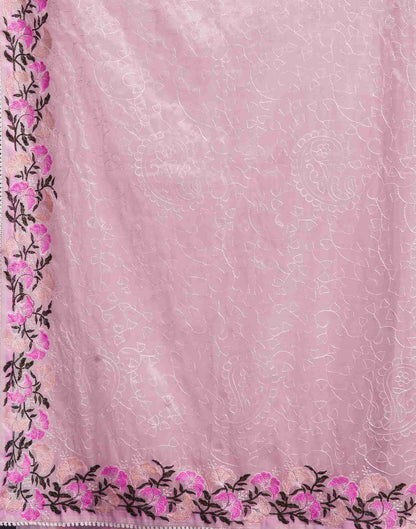 Light Pink Net Embroidery Saree