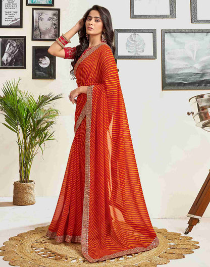 Red Georgette Printed Saree