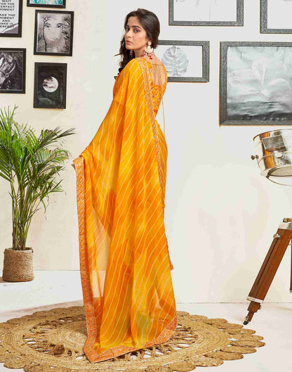 Yellow Georgette Printed Saree