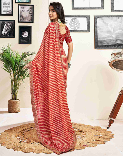 Red Georgette Printed Saree