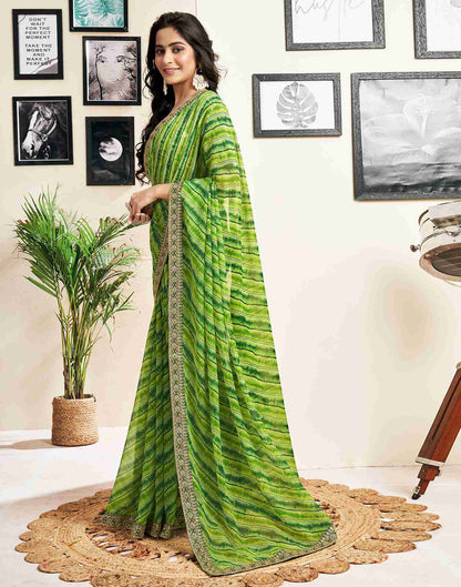 Light Green Georgette Printed Saree