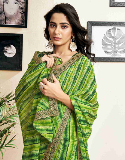 Light Green Georgette Printed Saree