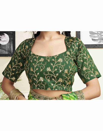 Light Green Georgette Printed Saree