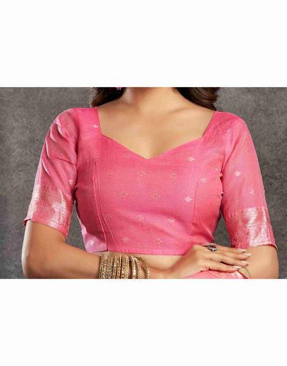 B1G1 Pink Silk Woven Jacquard Saree