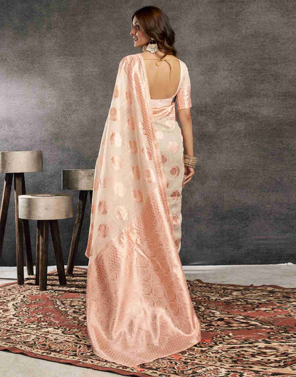 Cream Silk Woven Jacquard Saree