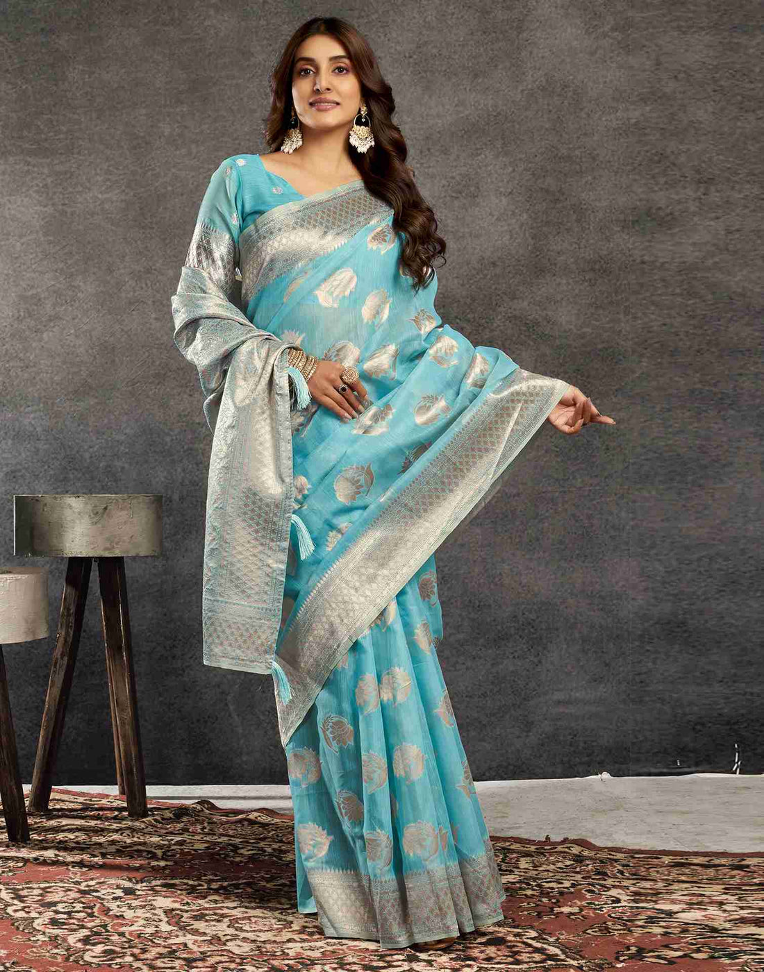 Blue Silk Woven Saree