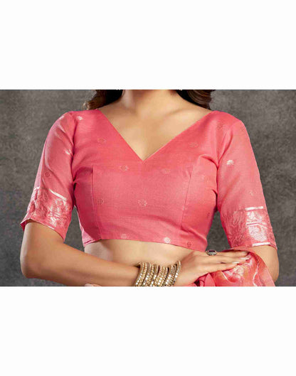 B1G1 Punch Pink Silk Woven Jacquard Saree