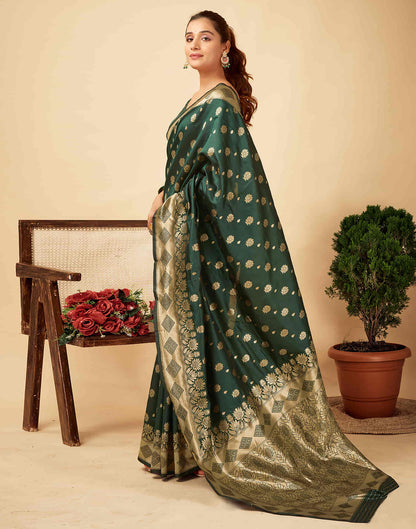 Dark Green Silk Woven Banarasi Saree