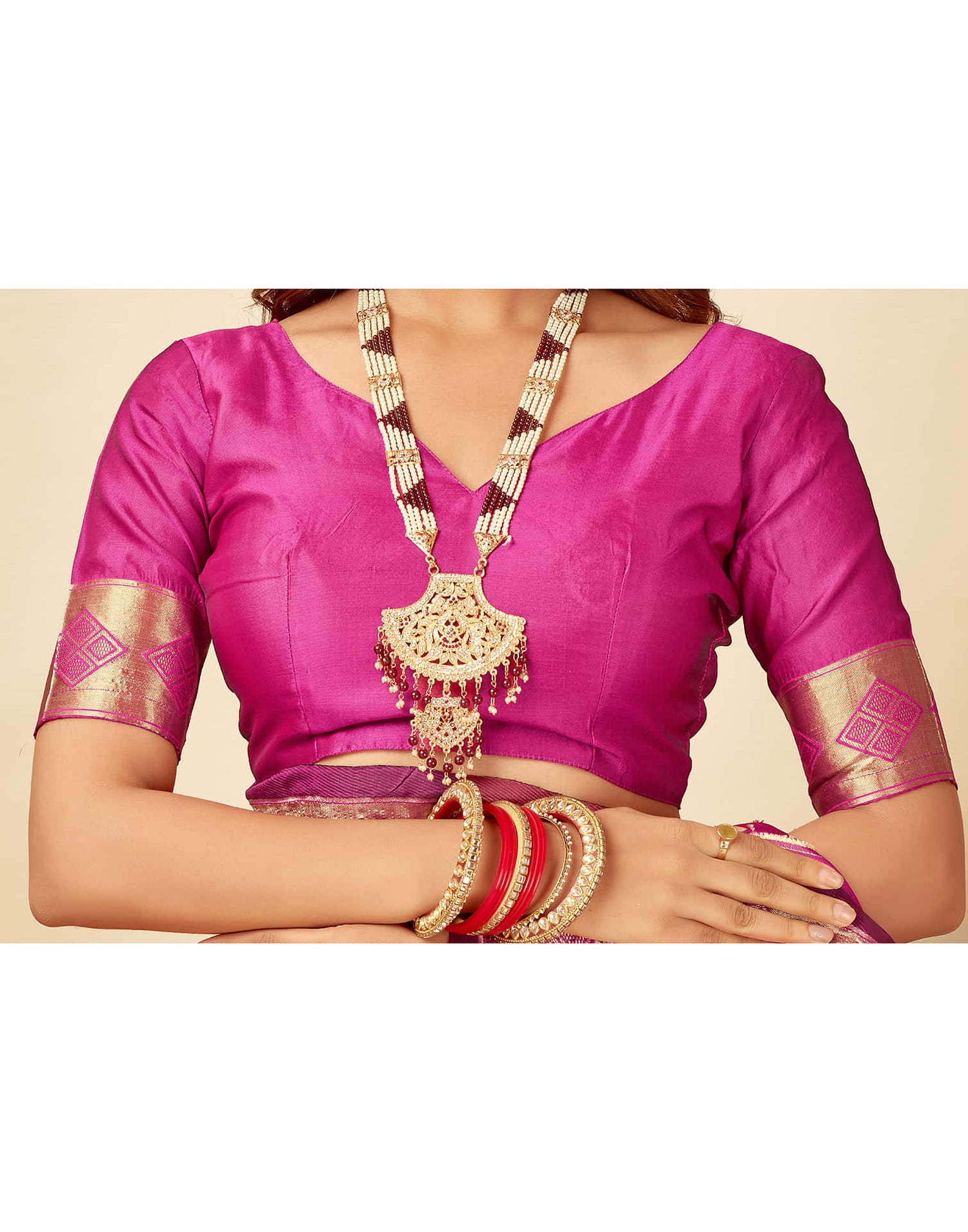 Magenta Woven Banarasi Silk Saree