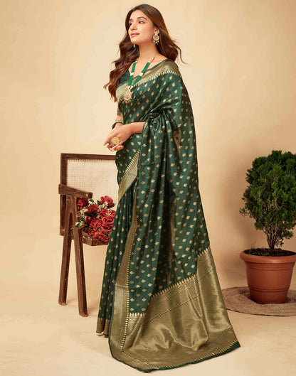 Dark Green Woven Banarasi Silk Saree