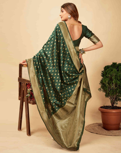 Dark Green Woven Banarasi Silk Saree