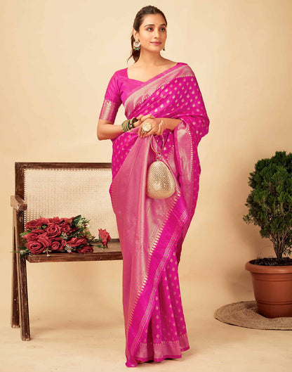 Magenta Silk Woven Banarasi Saree