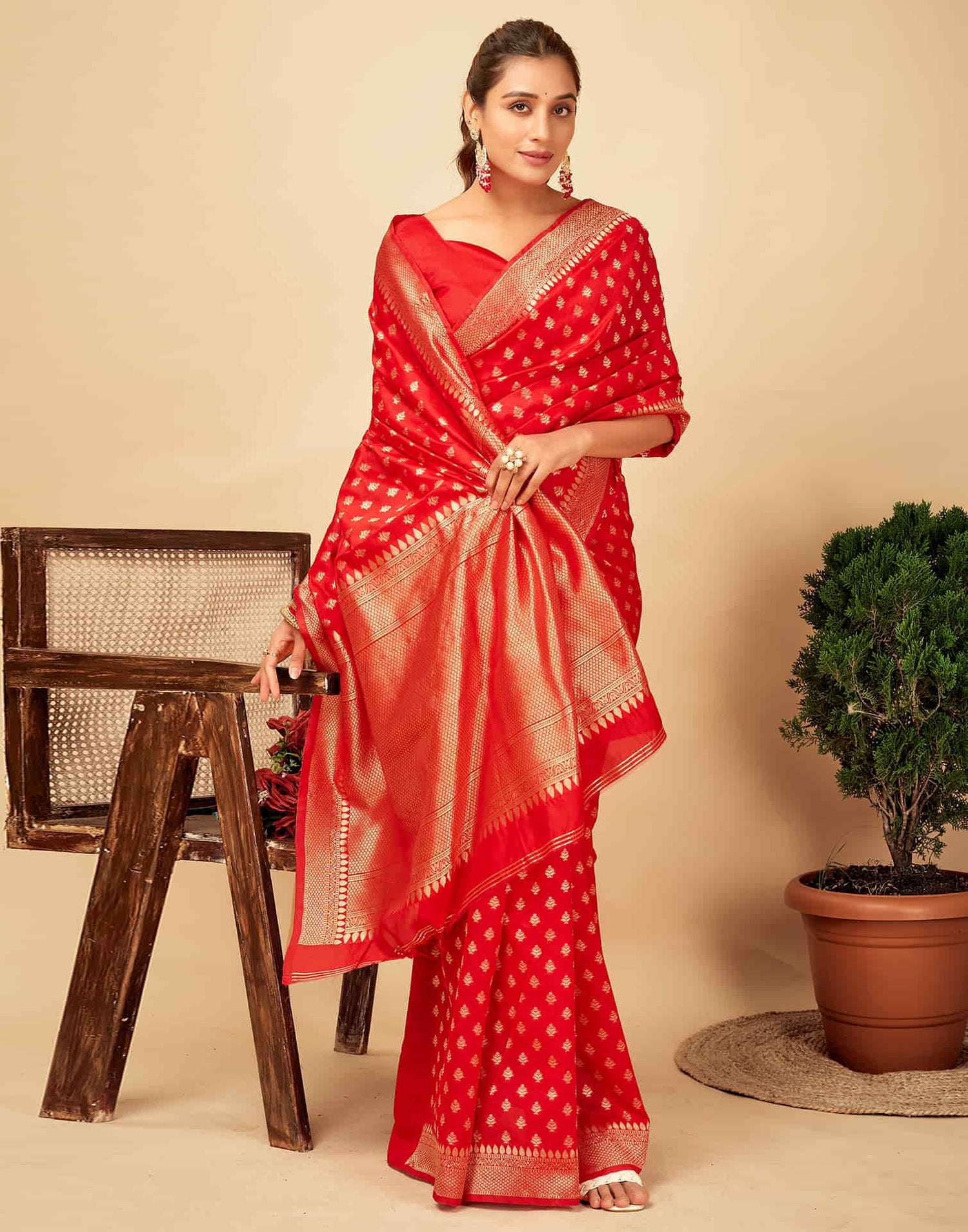 Red Banarasi Silk Saree